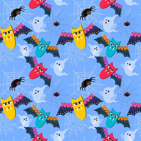 Colorful Bat Ghost Halloween Concept Textile Holiday Illustration ...