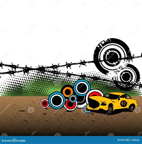 Yellow race car stock vector. Illustration of grunge, auto - 9311983