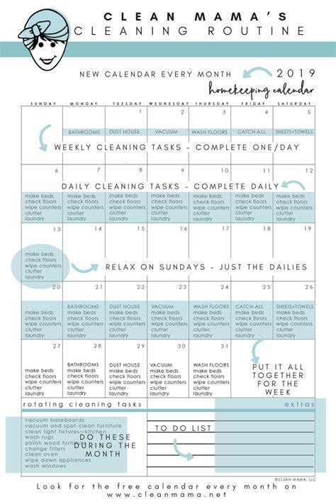 Free August 2019 Homekeeping Calendar - Clean Mama