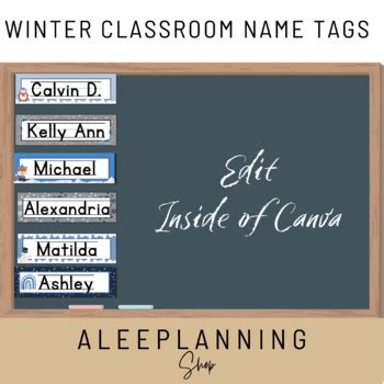 Classroom Decor| Winter Classroom Name Tags Editable| Student Name Tags