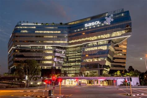 Sasol Head Quarters in Sandton, Johannesburg at Night, Designed by Paragon Architects Editorial ...