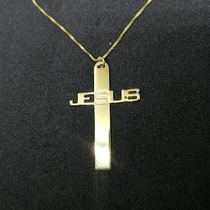 Gold Jesus Cross Necklace Mens / Custom Name on Cross Necklace - Etsy