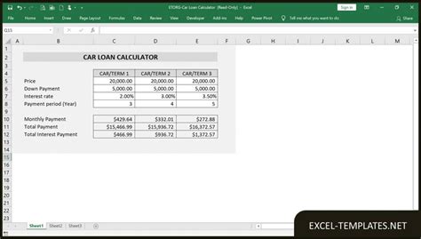 Car Loan Calculator » Excel Templates