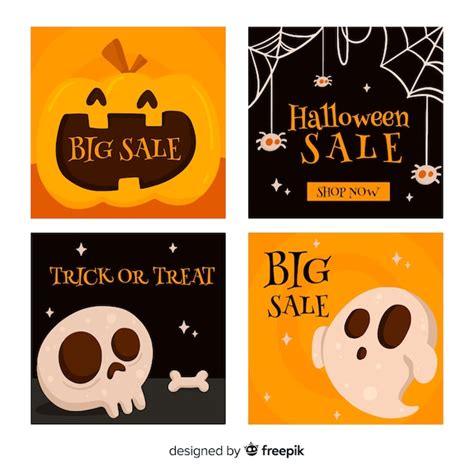 Free Vector | Halloween instagram post collection