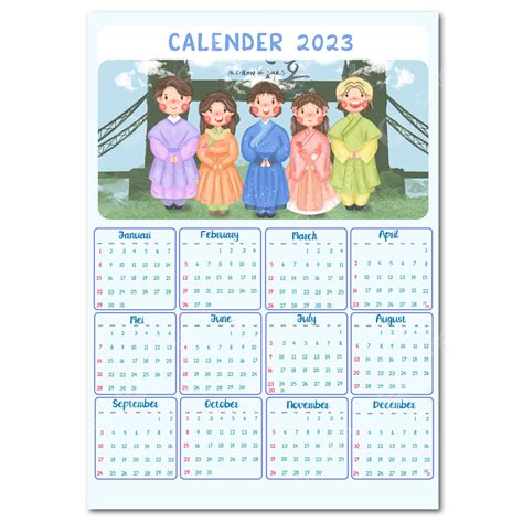 Printable Calender 2023 Blue Kdrama Korean Drama Poster Template ...