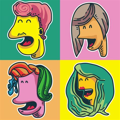 Different face doodle with smile expression 36490918 Vector Art at Vecteezy