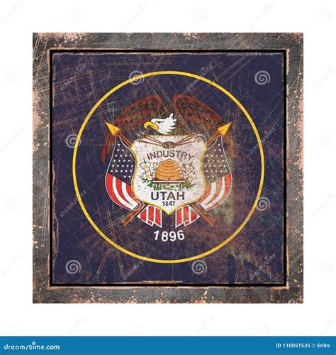 Old Utah flag stock illustration. Illustration of brass - 110051535