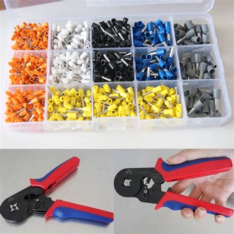 Free Shipping 0.25 6mm2 Wire Ferrule Crimp tool +Mixed 1000 Piece Wire ...