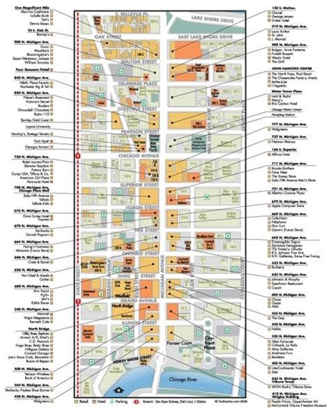 Chicago Michigan Avenue Shopping Map - Printable Map