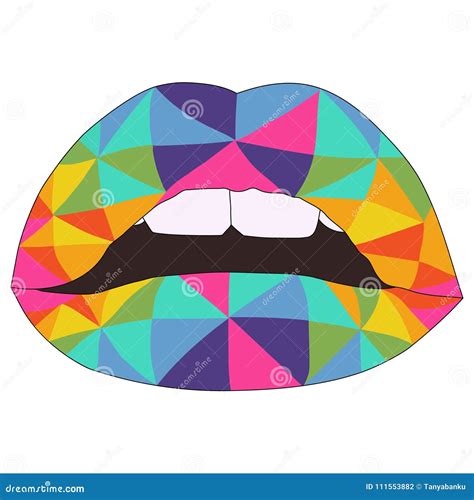 Geometric Colorful Rainbow Lips Vector Stock Vector - Illustration of decor, geometric: 111553882