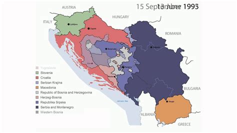 Map animation depicting the break up of Yugoslavia through the series ...