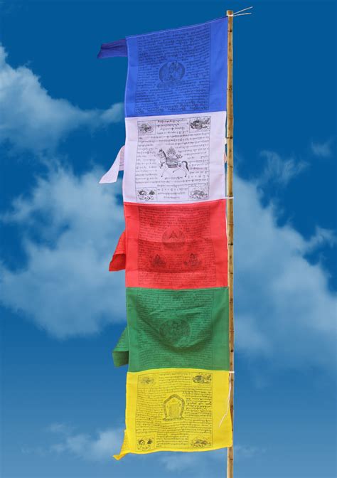 Tibetan Deities Traditional Five Colored Vertical Prayer Flags