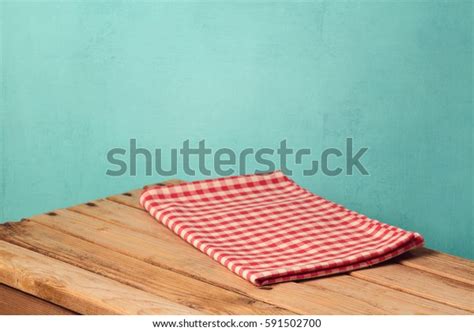 Empty Wooden Corner Table Red Checked Stock Photo (Edit Now) 591502700