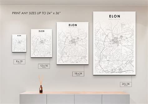 Elon NC Map Print North Carolina USA Map Art Poster Elon - Etsy