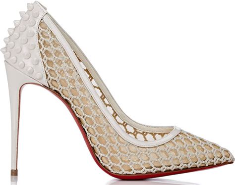 Christian Louboutin White Guni Spike Mesh Pumps - Buy Online - Designer ...