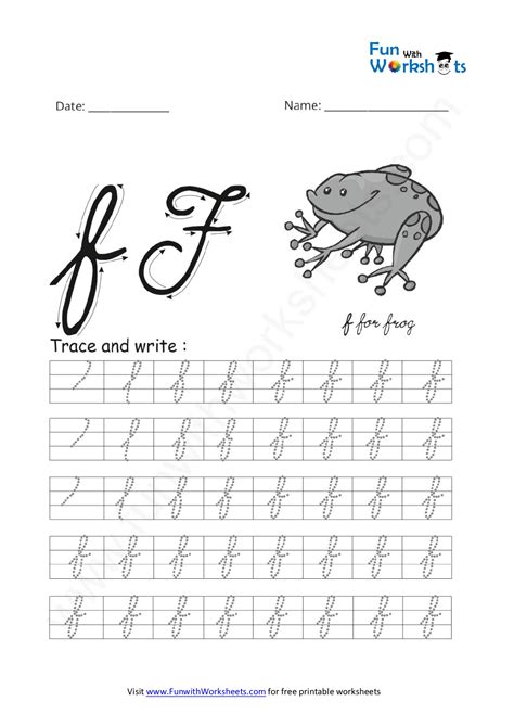 Free Printable Cursive Writing Letter F Worksheet, 50% OFF