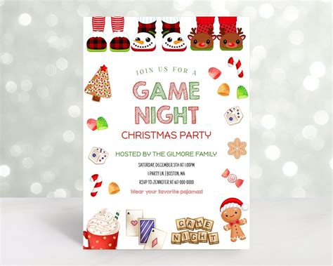 Game Night Christmas Party Invitation Christmas (Download Now) - Etsy