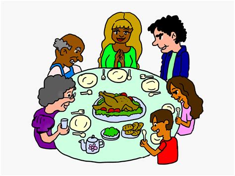 Thanksgiving Dinner, Family Dinner, Happy Thanksgiving - Cartoon, HD Png Download - kindpng