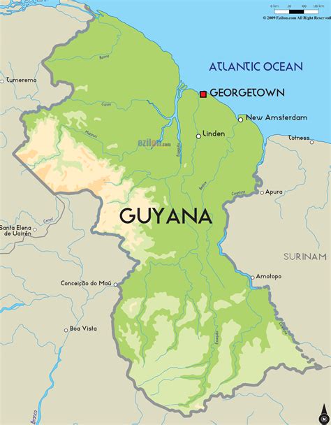 Road Map of Guyana and Guyana Road Maps