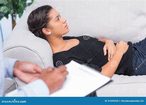 Woman Talking during Therapy Session Stock Photo - Image of speaking, lying: 31099350