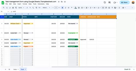 Task management form using Google Sheets - Google sheets templates for human resources ...