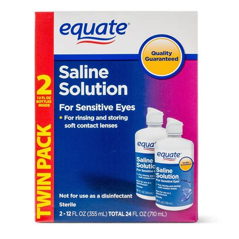 Equate Saline Solution, Contact Lens Solution for Sensitive Eyes Twin Pack 2 x 12 fl oz (2x12 Fl ...