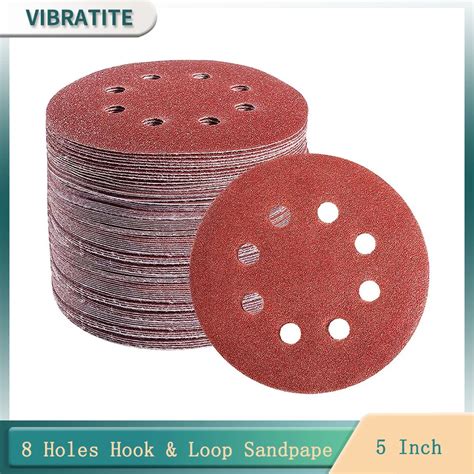 5 Inch 8 Holes Hook and Loop Sandpaper Kit 72 Pcs 40-320 Grits for Random Orbital Sander ...