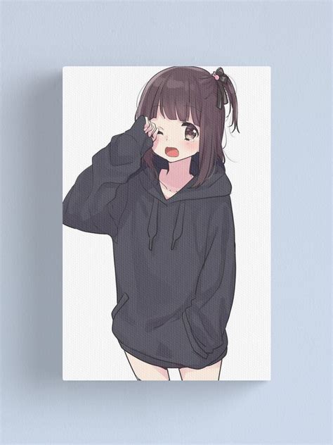 "Kawaii Anime Girl In Black Hoodie" Canvas Print for Sale by Yiuyiu12 | Redbubble