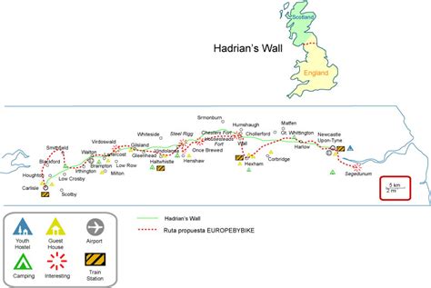 Map of Hadrian's Wall travel