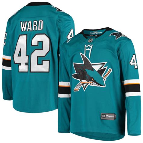 Men's San Jose Sharks #42 Joel Ward Teal Stitched Jersey [NHL_San_Jose ...