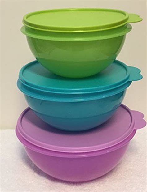 TUPPERWARE 3 Wonderlier Nesting Mixing Bowls 6-c Salsa Verde 8.75-c Tr ...