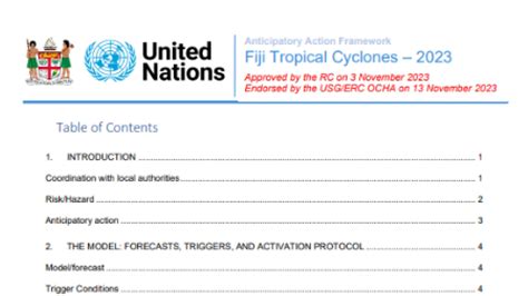 Fiji tropical cyclones - 2023 anticipatory action framework | PreventionWeb