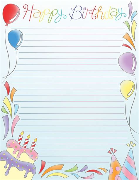 Free printable Happy Birthday stationery in JPG and PDF formats. The ...