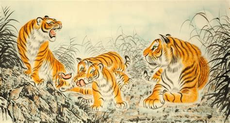 Chinese Tiger Painting - CNAG008381 | Tiger painting, Chinese tiger, Painting