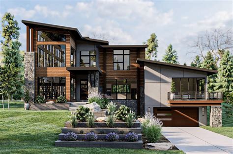 Plan 62965DJ: Modern Mountain House Plan with 3 Living Levels for a Side-sloping Lot | Modern ...