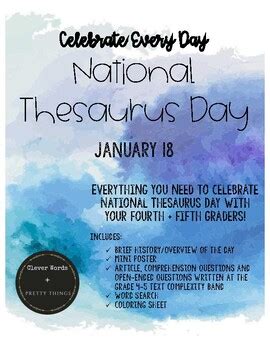 January 18: National Thesaurus Day Grades 4 + 5 | TPT