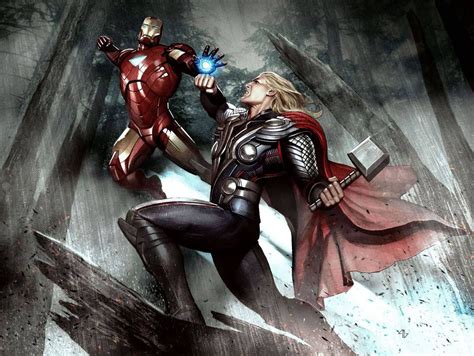 Epic Iron Man vs. Thor Fan Art