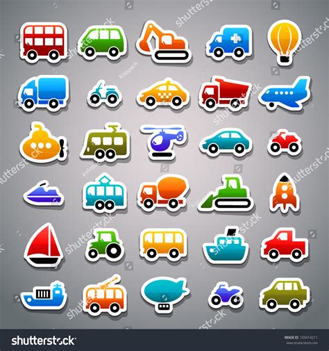 Transportation Sticker Icons Stock Vector (Royalty Free) 103414211 ...