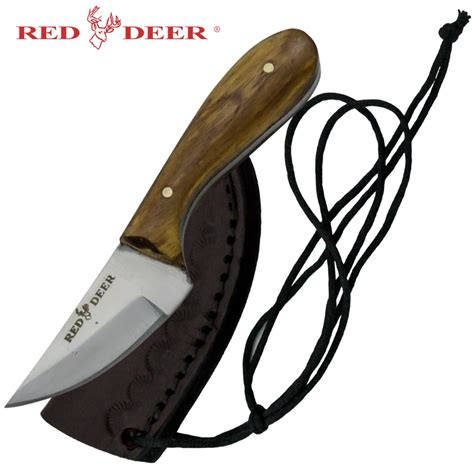 Red Deer Washington Patch Knife with Sun Design Leather Sheath