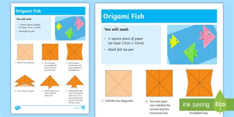 Origami Paper Fish Craft Instructions (teacher made)