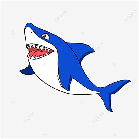 Blue Shark Clipart Transparent Background, Dark Blue Cartoon Shark Clipart Hand Drawn, Shark ...