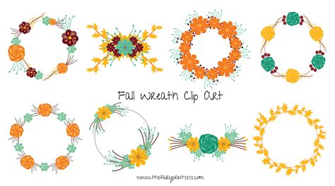 Fall Wreath Clip Art - Free Bundle - Great for Autumn Projects and Crafts!