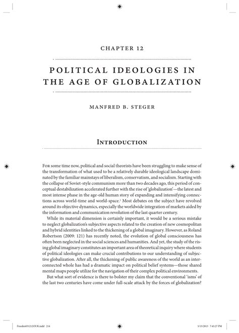 (PDF) 7. Ideologies of globalization: market globalism, justice globalism, religious globalisms