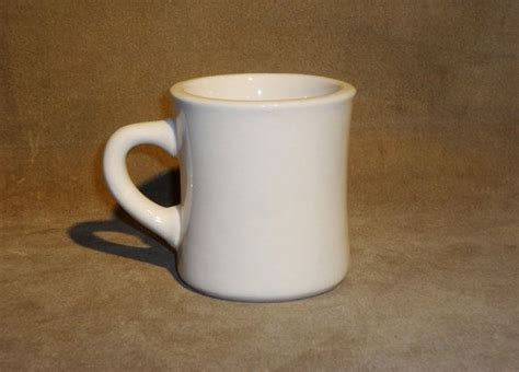 Original Vintage 1940's Diner Coffee Mug Restaurant Ware White Heavy Stoneware Mid-Century Twin ...