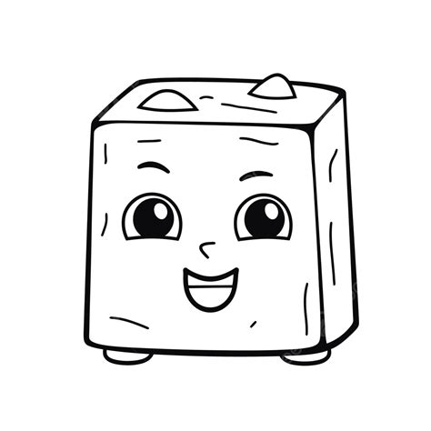 Funny Drawing Of A Cartoon Cube Face Outline Sketch Vector, Car Drawing, Cartoon Drawing, Wing ...