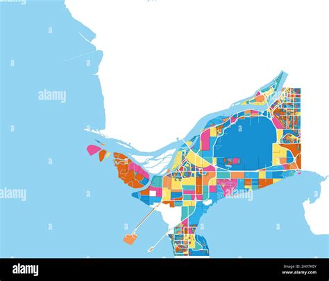 Delta, British Columbia, Canada colorful high resolution vector art map with city boundaries ...