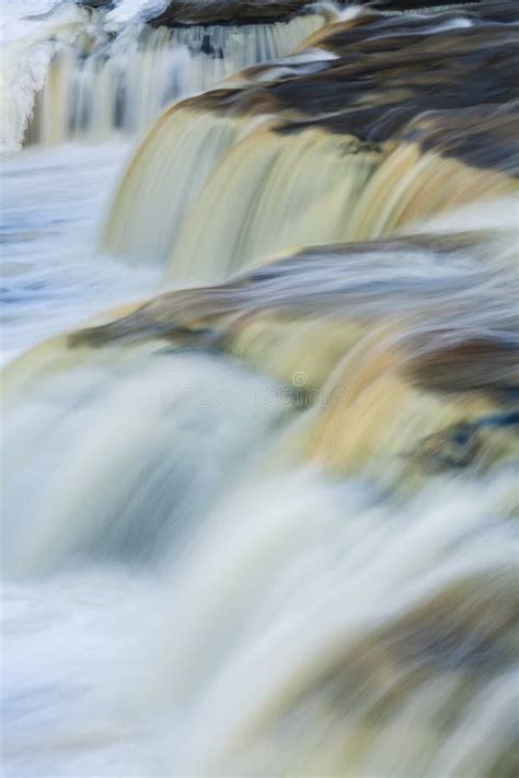 Winter Lower Tahquamenon Falls Stock Image - Image of serene, blur ...