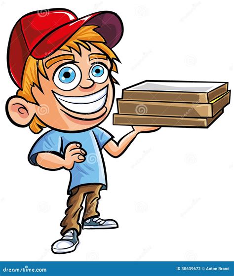 Cartoon Of Cute Pizza Delivery Boy Stock Vector - Image: 30639672