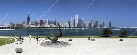 Chicago skyline from Adler Planetarium - Stock Image - C013/0210 ...