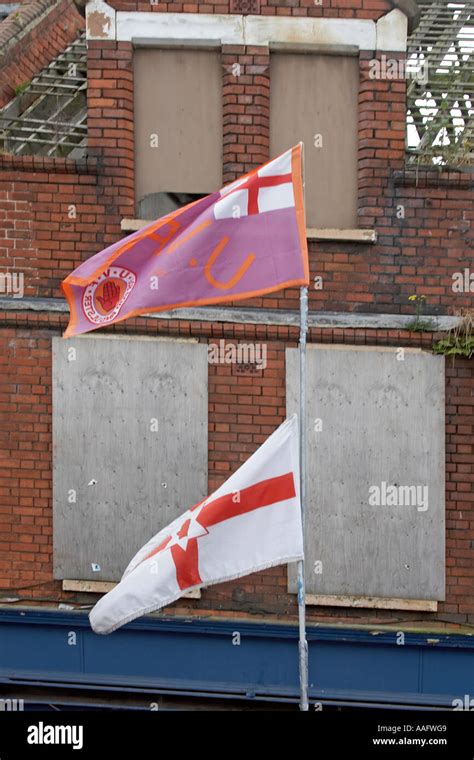 Loyalist Unionist flags on Shankill Road in City of Belfast Northern Ireland UK Stock Photo - Alamy